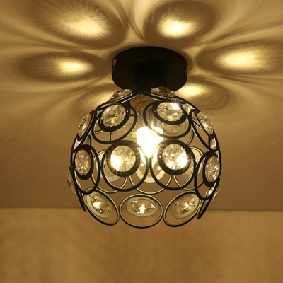 Creative Crystal Warm Decorative Semi Flush Ceiling Fixture for Hall Bedroom and Corridor