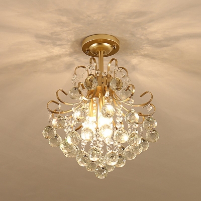 Creative Crystal Warm Decorative Semi-Flushmount Light for Corridor Bedroom and Hall