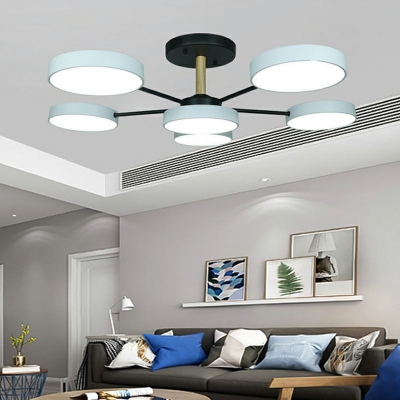 Nordic Style Chandelier Light Fixture 6 Lights Modern Macaron Ceiling Chandelier for Living Room