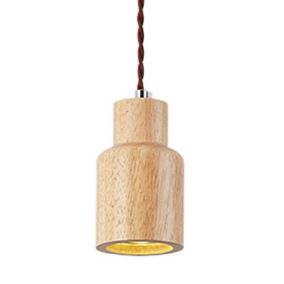 1-Light Ceiling Pendant Lamp Modern Style Cone Shape Wood Hanging Lighting