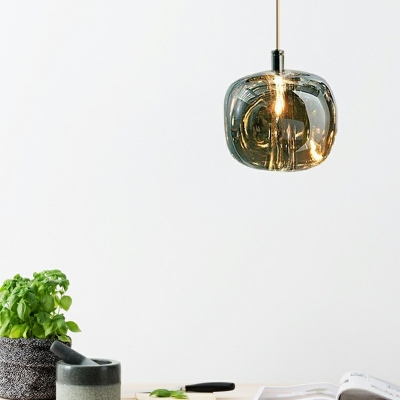1-Light Hanging Ceiling Lights Minimalist Style Geometry Shape Glass Suspension Light