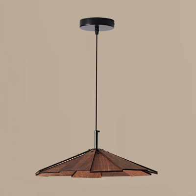 1-Light Pendant Lighting Fixtures Modern Style Cone Shape Wood Hanging Ceiling Lights