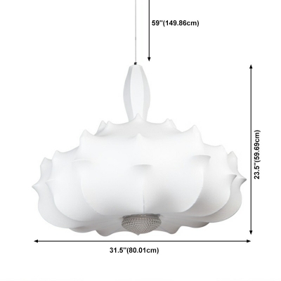1-Light Pendant Lighting Minimalist Style Saucer Shape Fabric Suspension Light