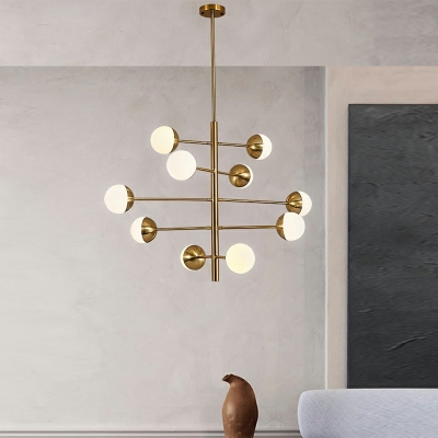 10-Light Hanging Light Fixtures Modernist Style Globe Shape Metal Chandelier Lights