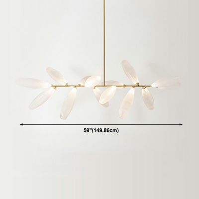 14-Light Suspension Light Minimalist Style Oval Shape Glass Hanging Pendant