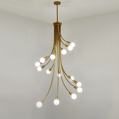 15-Light Ceiling Hung Fixtures Modernist Style Branch Shape Metal Chandelier Lights