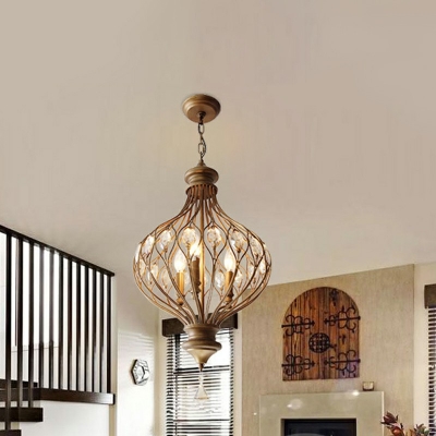 3 Lights Traditional Vintage Chandelier Crystal and Metal Chandelier Lighting Fixtures for Living Room
