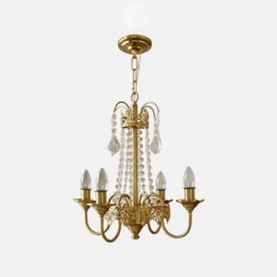 4-Light Chandelier Lamp Traditional Style Single Tier Shape Crystal Ceiling Hung Fixtures