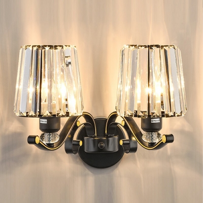 Black Industrial Wall Mounted Vanity Lights Metal and Glass 2 Lights Vintage Wall Mount Lamp