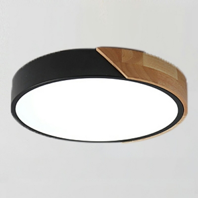 Contemporary Drum Flush Mount Light Fixtures Wood and Acrylic Led Flush Ceiling Lights
