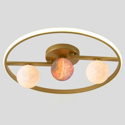 Contemporary Planet Ceiling Mount Light Fixture Metal Close to Ceiling Lamp