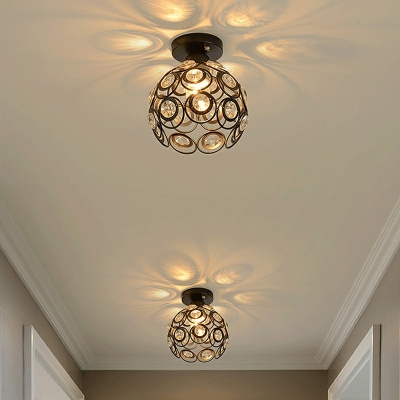 Creative Crystal Warm Decorative Semi Flush Ceiling Fixture for Bedroom Corridor and Hall