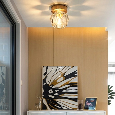 Creative Crystal Warm Decorative Semi Flush Ceiling Fixture for Corridor Hall and Bedroom
