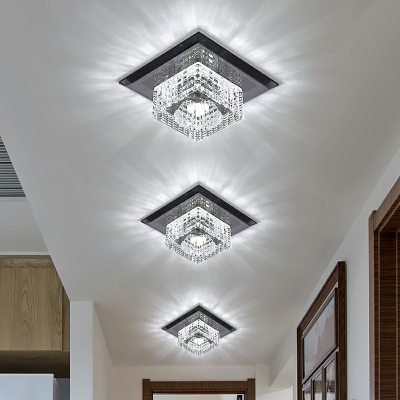 Modern Concealed Crystal Decorative Flush Mount Ceiling Fixture for Hotel Bar and Dinning Room