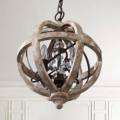 Modern Style Wood Chandelier Light 3 Lights Nordic Style Metal Pendant Light for Dinning Room
