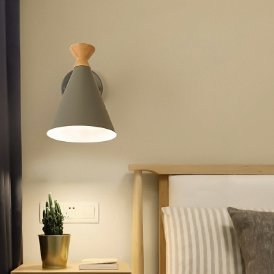 Nordic Style LED Wall Sconce Light Modern Style Wood  Metal Wall Light for Bedside