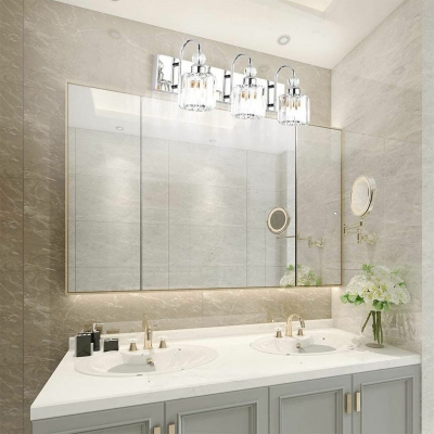 Postmodern Style Flush Mount Wall Sconce 3 Light Crystal Wall Sconces for Living Room Bathroom