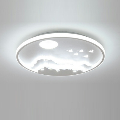 White Led Flush Light Round Shade Modern Style Acrylic Led Surface Mount Ceiling Lights for Dining Room