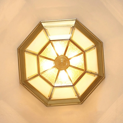 Yellow Flush Ceiling Light Lattice Shade Modern Style Glass Led Flush Light for Living Room