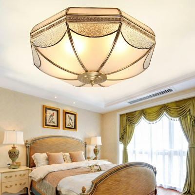 Yellow Flush Mount Ceiling Fixture Lattice Shade Modern Style Glass Led Flush Light for Living Room