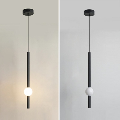 1-Light Ceiling Light Minimalist Style Liner Shape Metal Hanging Pendant Lamp