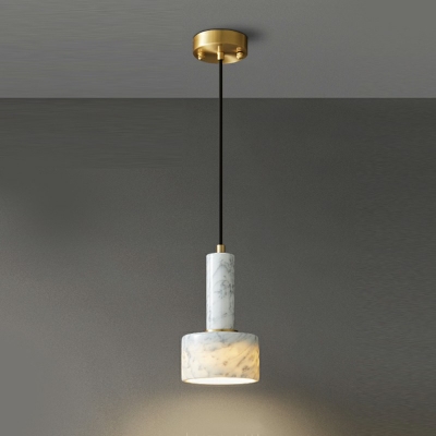 1-Light Pendant Lighting Simplicity Style Cylinder Shape Stone Suspension Light