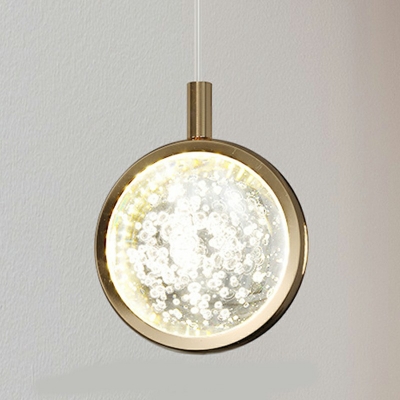 1-Light Suspension Lamp Contemporary Style Ball Shape Crystal Warm Light Pendant Ceiling Lights