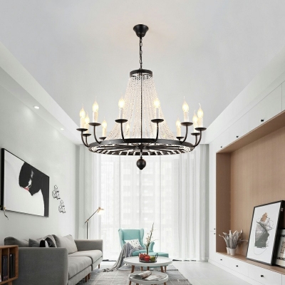 12 Lights Crystal Chandelier Lighting Fixtures Traditional Hanging Chandelier for Living Room