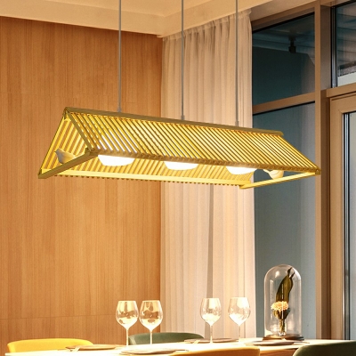 3-Light Island Chandelier Lights Modern Style Roof Shape Glass Hanging Pendant