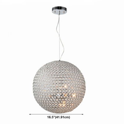3 Lights Globe Crystal Chandelier Pendant Light Modern Basic Ceiling Chandelier for Living Room