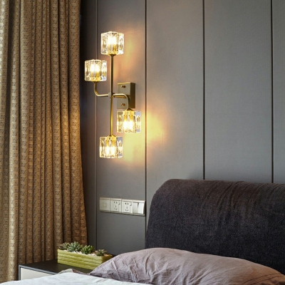 4-Light Sconce Light Fixtures Modernist Style Square Shape Metal Wall Mount Lighting