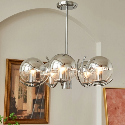 5-Light Chandelier Lighting Minimalist Style Ball Shape Metal Ceiling Pendant Light