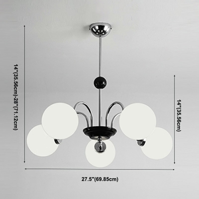 5 Light Globe Chrome Hanging Chandelier Modern Metal Chandelier Lighting Fixtures for Living Room