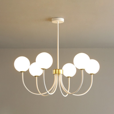 6-Light Ceiling Pendant Light Minimalist Style Globe Shape Metal Hanging Lamp