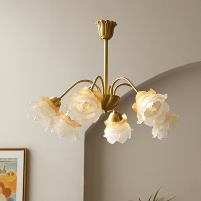 6-Light Ceiling Suspension Lamp Modernist Style Flower Shape Metal Chandelier Lighting
