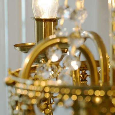 Brass 4 Lights Vintage Crystal Chandelier Pendant Light Traditional Bedroom Suspension Lighting