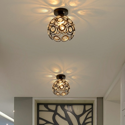 Creative Crystal Warm Decorative Semi Flush Ceiling Fixture for Bedroom Corridor and Hall