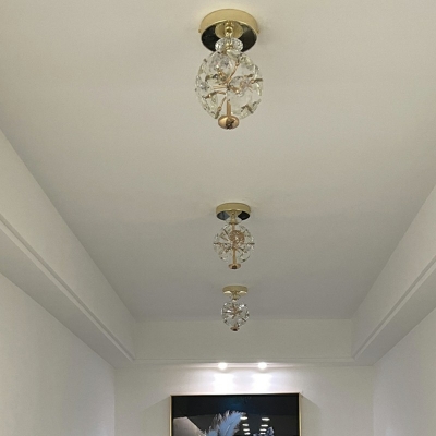 Creative Crystal Warm Decorative Semi Flush Ceiling Fixture for Corridor Bedroom and Hall