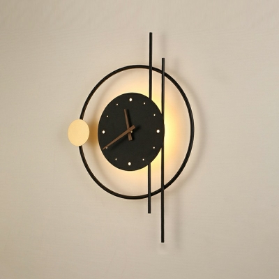 Creative Metal Clock Shape Wall Sconce for Bedroom and Hallway Background Wall