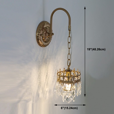 Crystal and Metal Sconce Light Fixtures 1 Light Elegant Modern Wall Mounted Lamp for Living Room