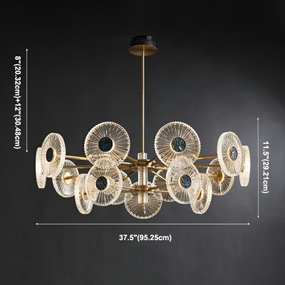 Modern Style LED Chandelier Light 15 Lights Nordic Style Crystal Metal Pendant Light for Dinning Room
