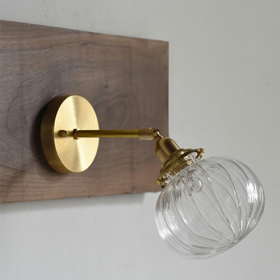 Vintage Glass Wall Mounted Light Fixture Industrial Brass Sconce Light Fixture for Bedroom