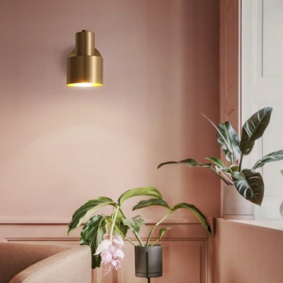 1 Light Brass Wall Mounted Light Fixture Industrial Vintage Living Room Flush Wall Sconce
