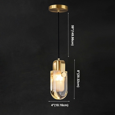 1 Light Modern Brass Crystal Hanging Ceiling Light Bedroom Minimalist Pendants Light Fixtures