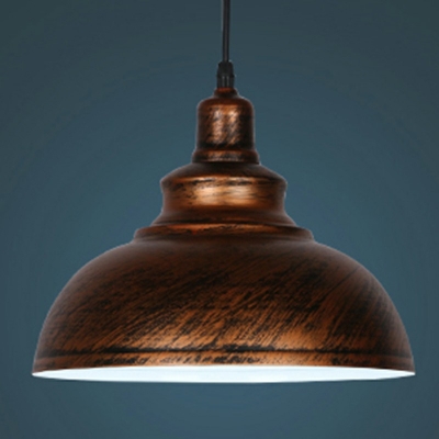 1-Light Pendant Ceiling Lights Vintage Style Dome Shape Metal Suspension Lamp