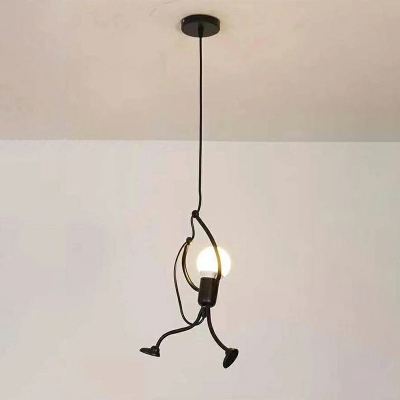 1-Light Suspension Light Industrial Style Exposed Bulb Shape Metal Hanging Ceiling Lights