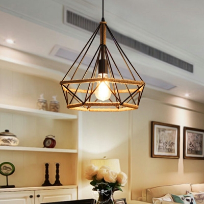 3-Light Pendant Ceiling Lights Vintage Style Diamond Shape Metal Suspension Lamp