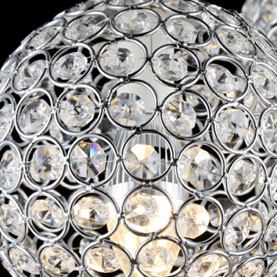 6-Light Suspension Lamp Contemporary Style Ball Shape Crystal Pendant Lighting Fixtures