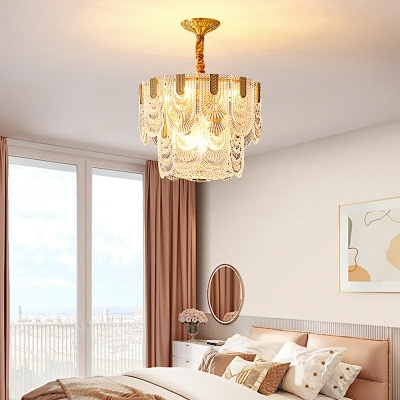 American Style Chandelier 6 Head Glass Ceiling Chandelier for Bedroom