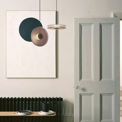 Artistry Disc Hanging Pendant Light Metal and Glass Pendant Lighting Fixtures